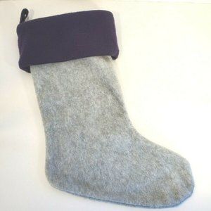 OLD NAVY GRAY PURPLE POLAR FLEECE CHRISTMAS STOCKING 21” EUC